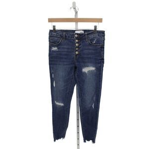 Vervet Womens Skinny Jeans Blue Mid Rise Button Size 28